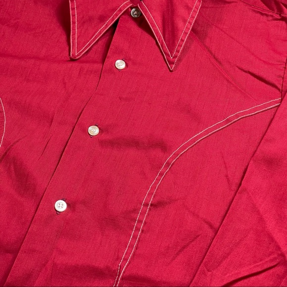 E&W Slim & Trim 📌 Sz small VINTAGE red button down white front stitching design - Picture 3 of 6